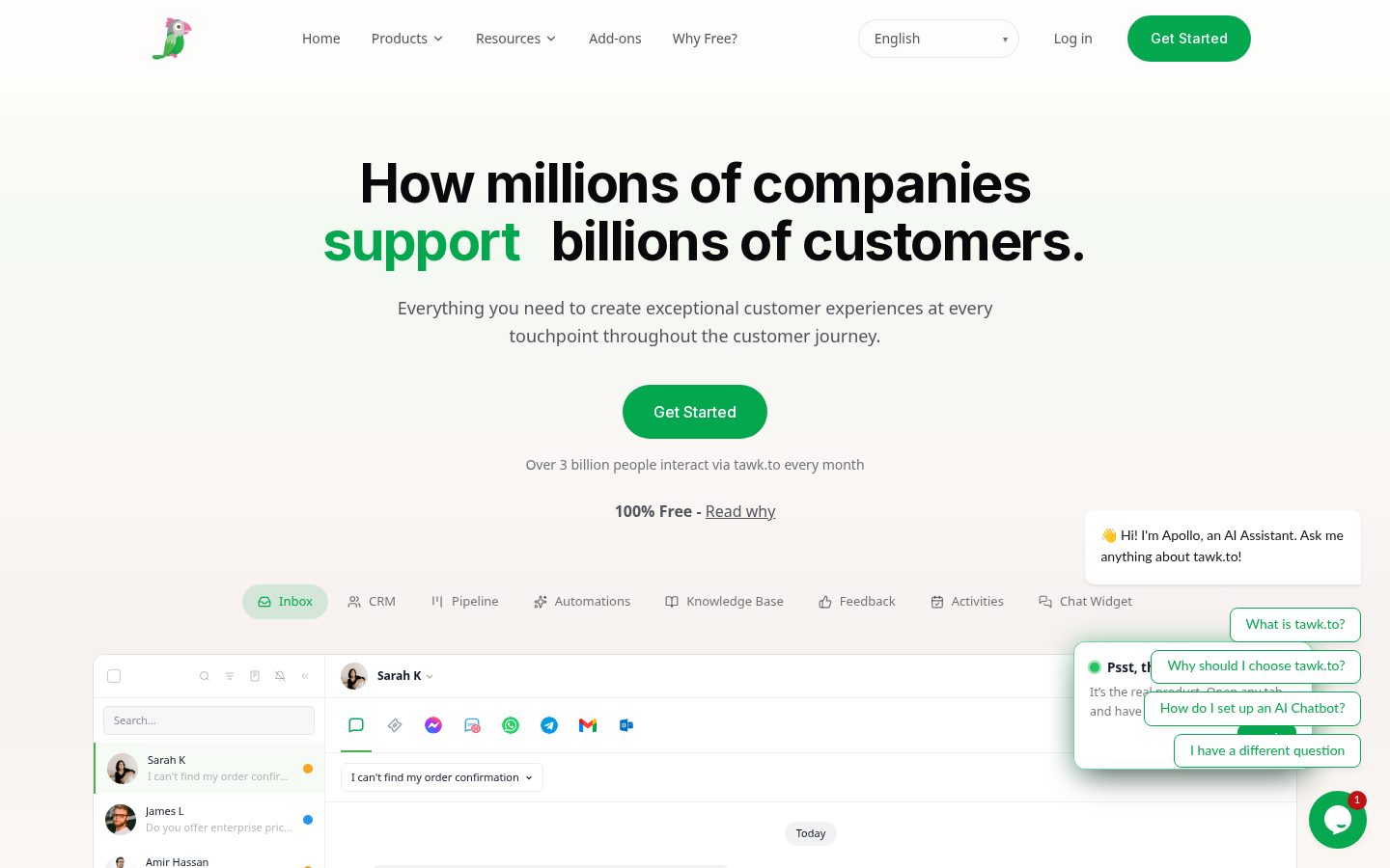 tawk.to Homepage