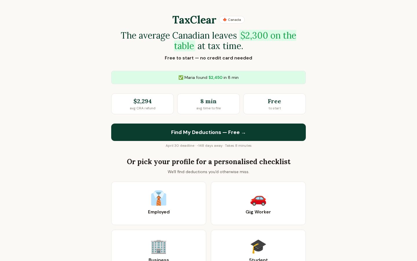 TaxClear Homepage
