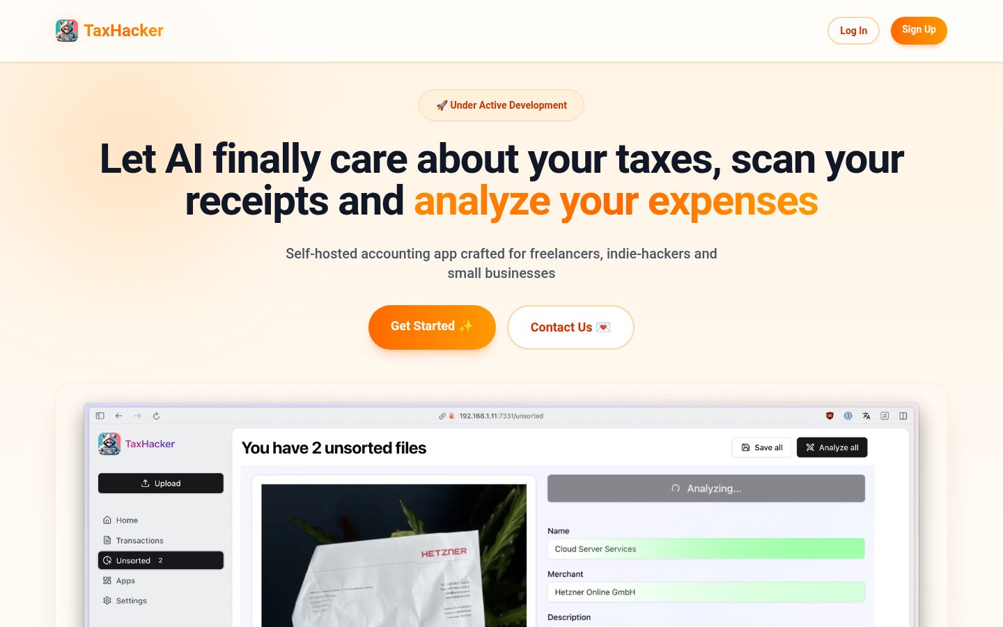 TaxHacker Homepage