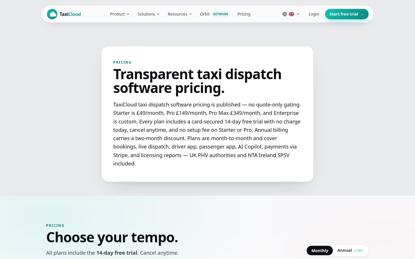 TaxiCloud Pricing
