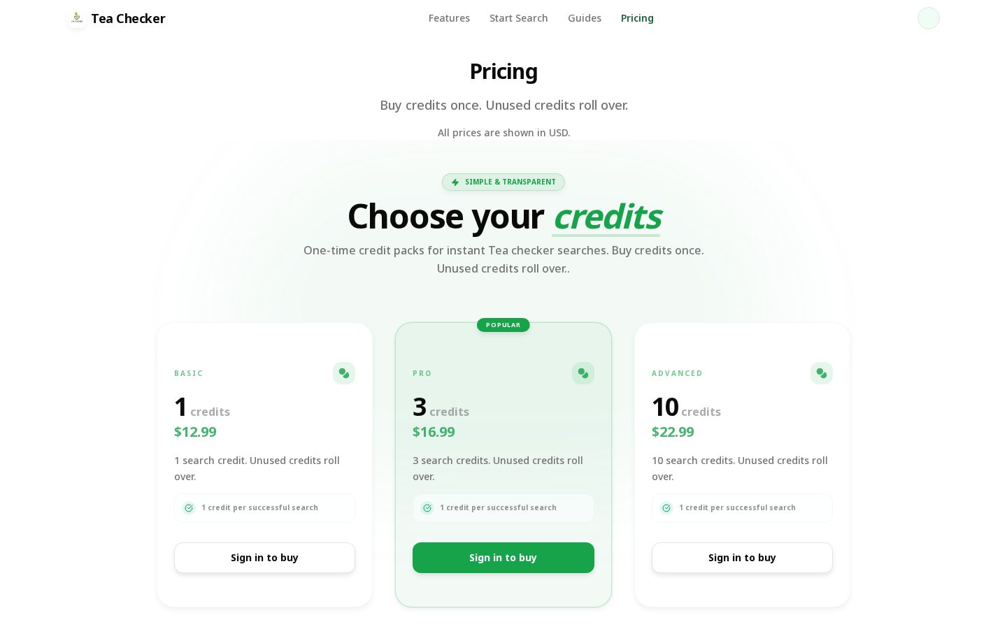 TeaChecker Pricing