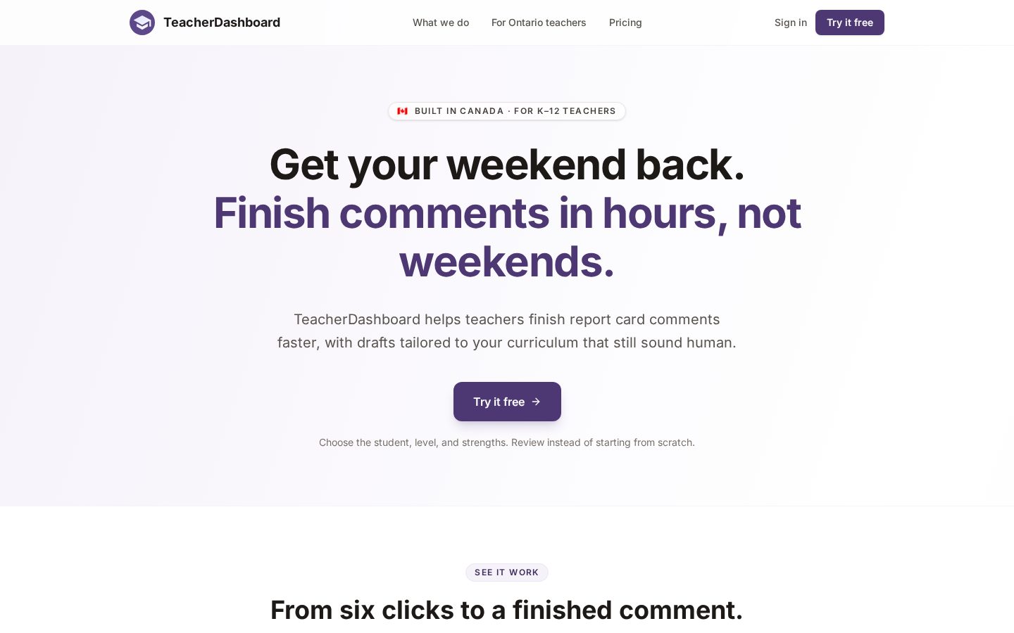 TeacherDashboard Homepage