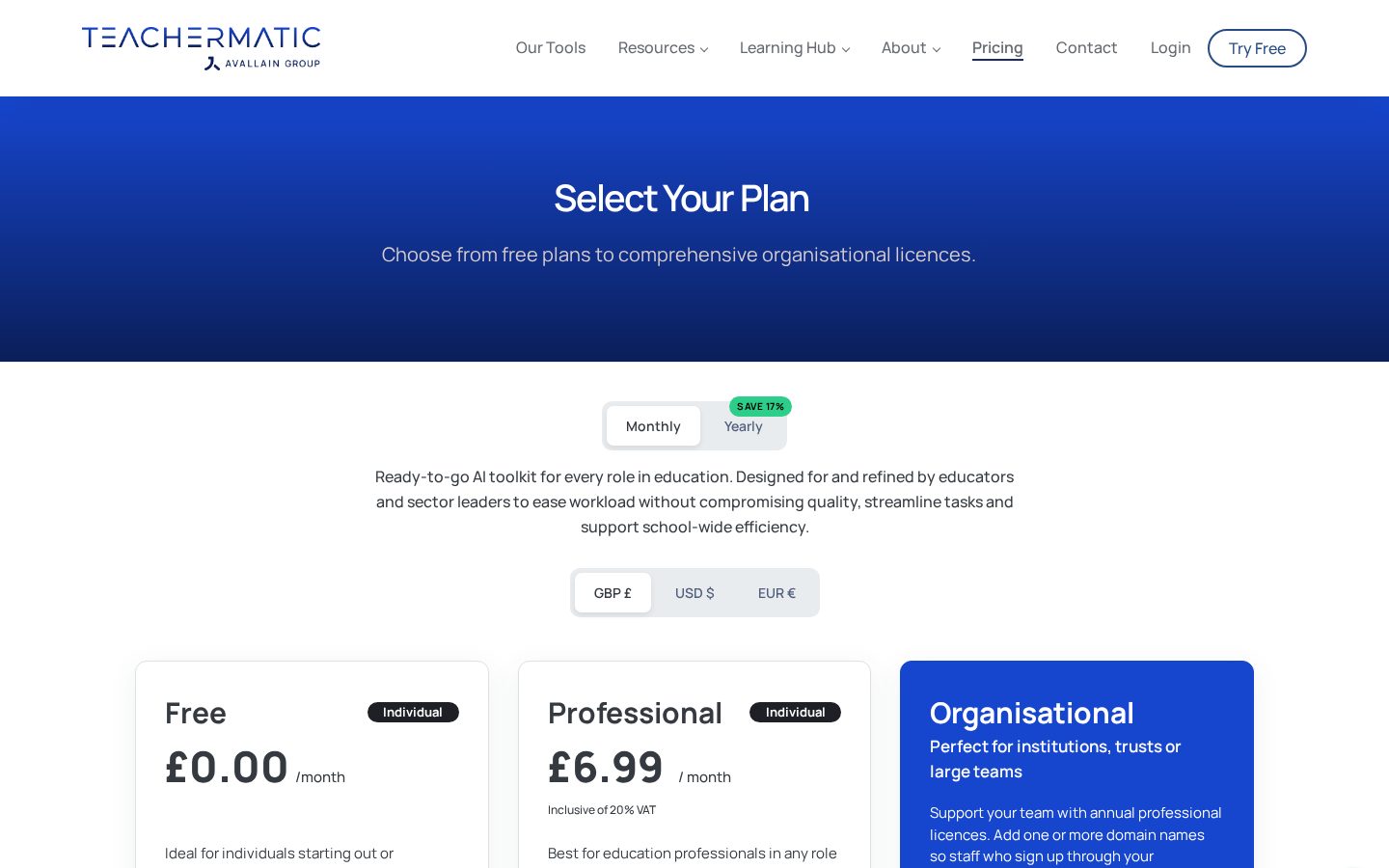 Teachermatic Pricing