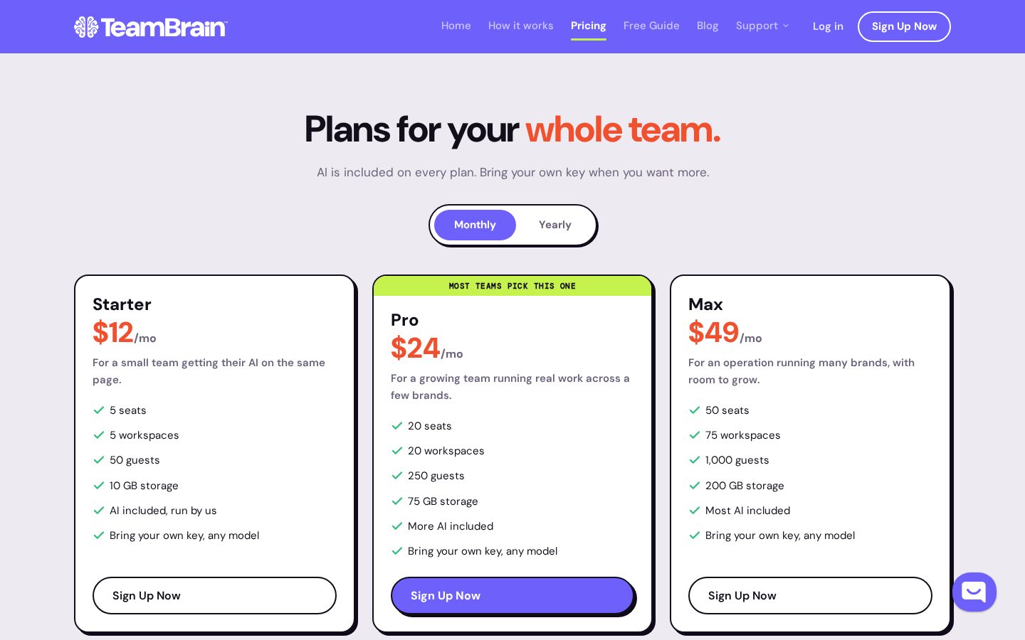 TeamBrain Pricing