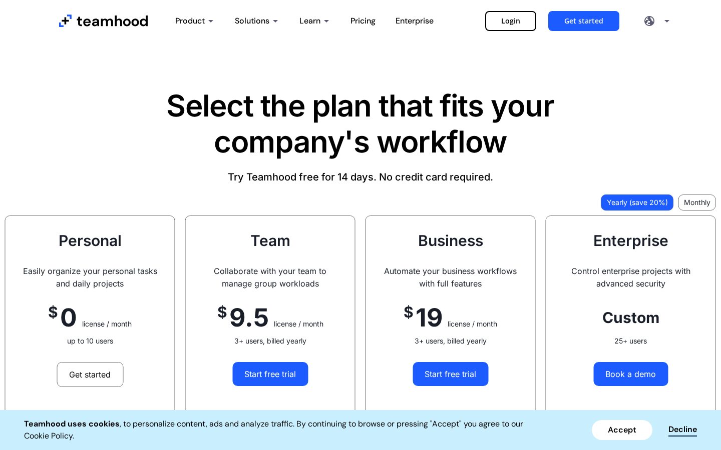 Teamhood Pricing