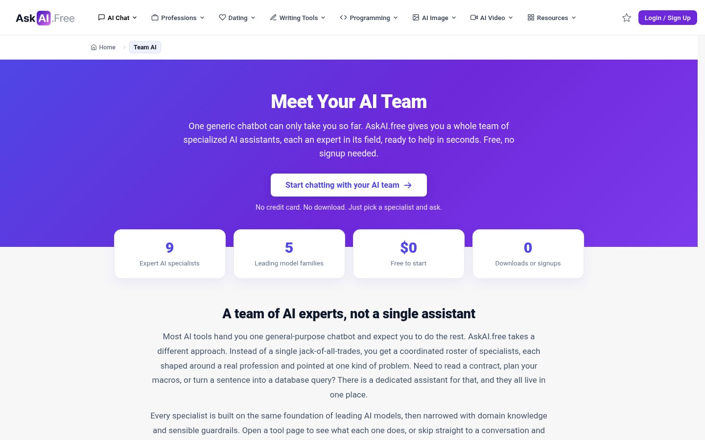 TeamSmart AI Homepage