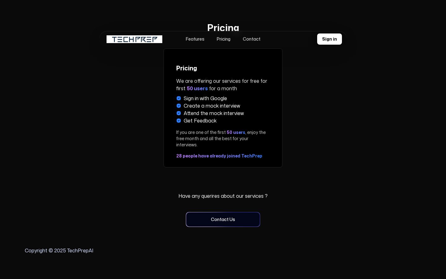 TechPrepAI Pricing