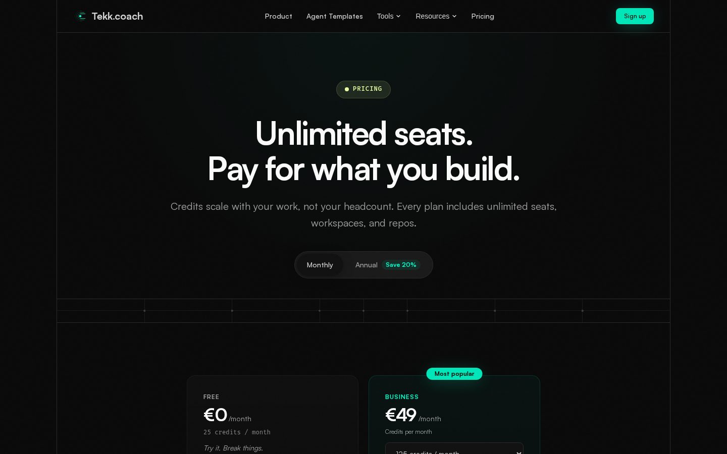 Tekk.coach Pricing