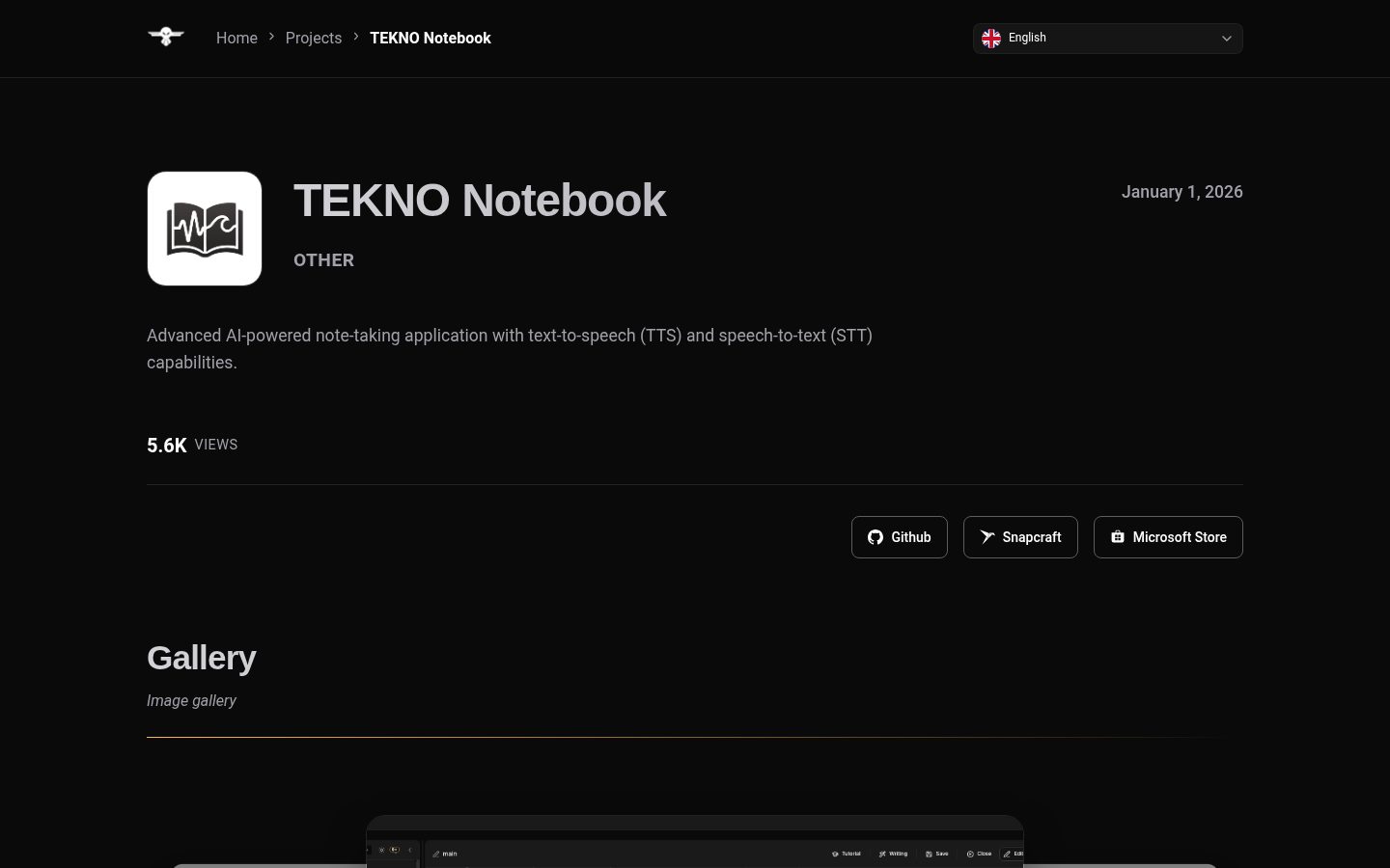Tekno Notebook Homepage