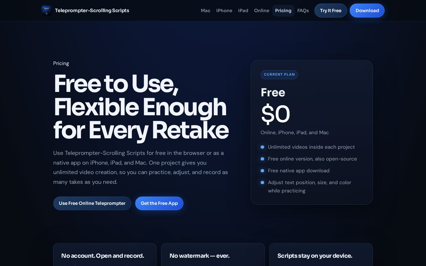 Teleprompter-Scrolling Scripts Pricing