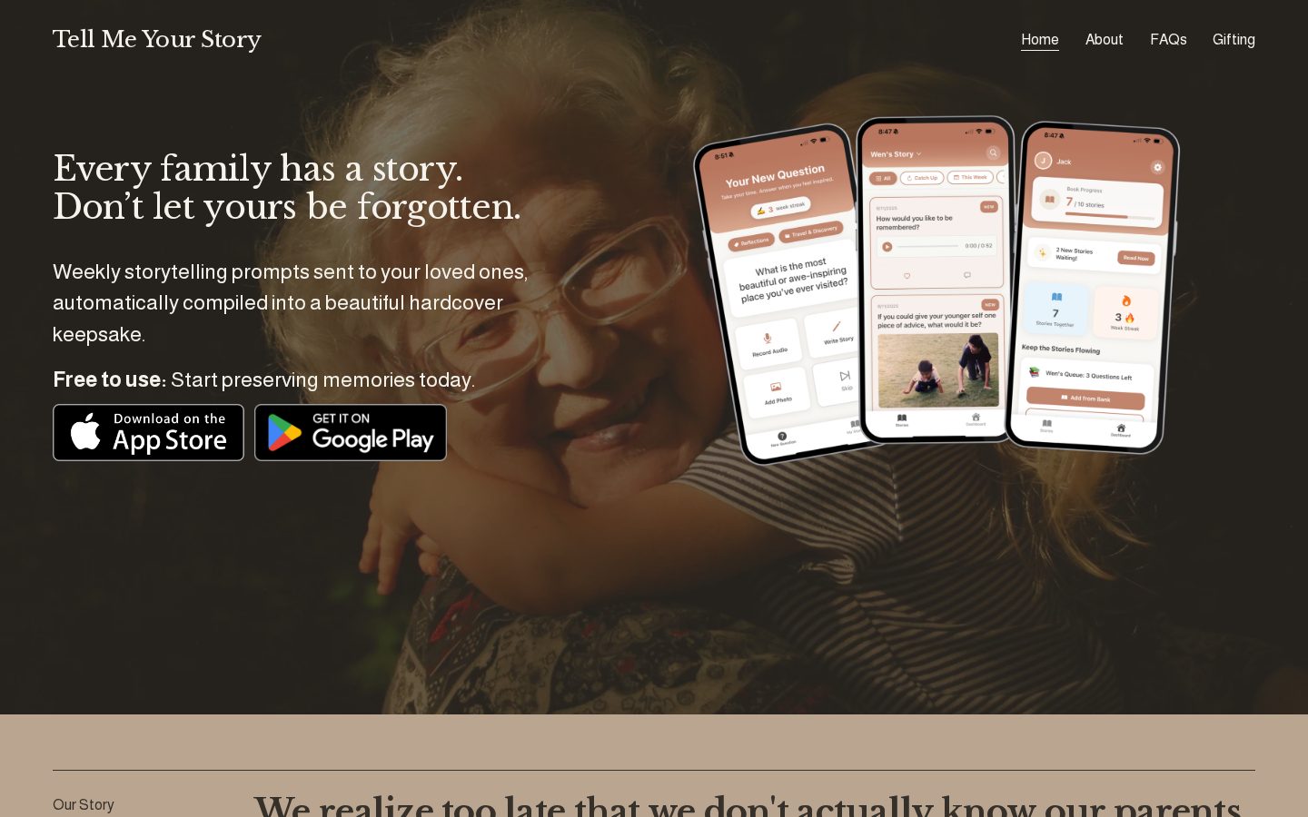 Tell Me Your Story Homepage