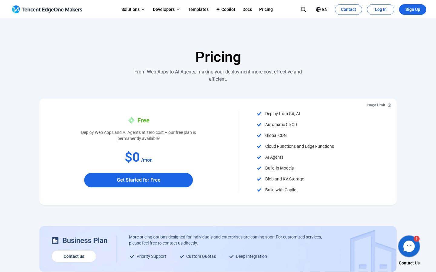 Tencent EdgeOne Makers Pricing