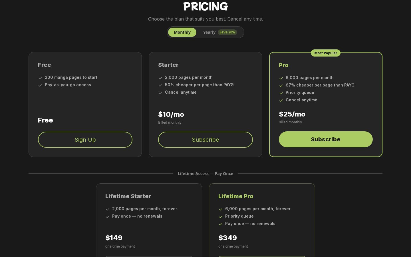 TENJIN.ART Pricing