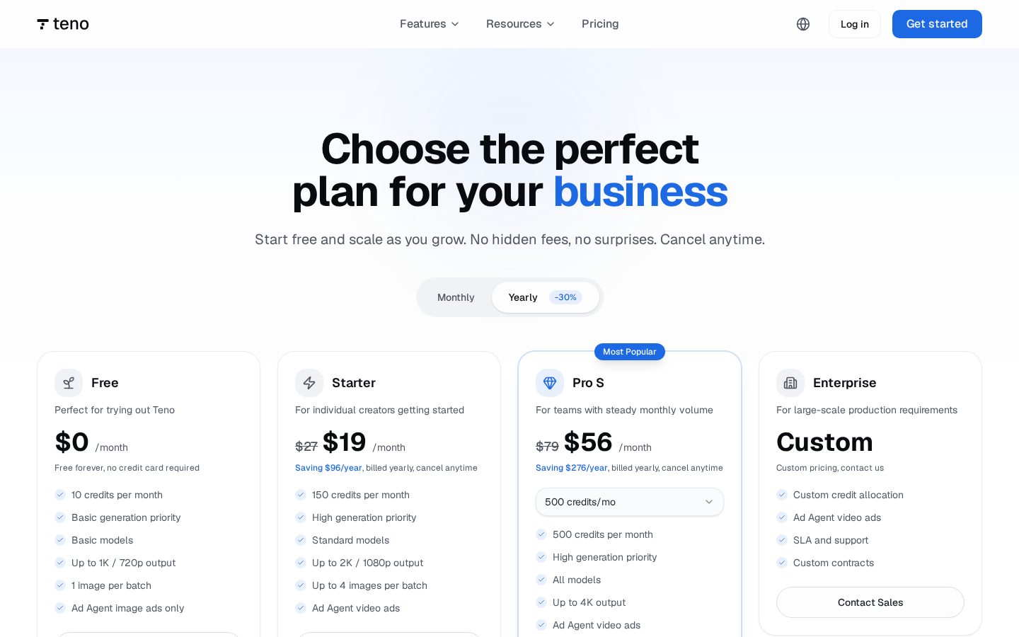 Teno Pricing