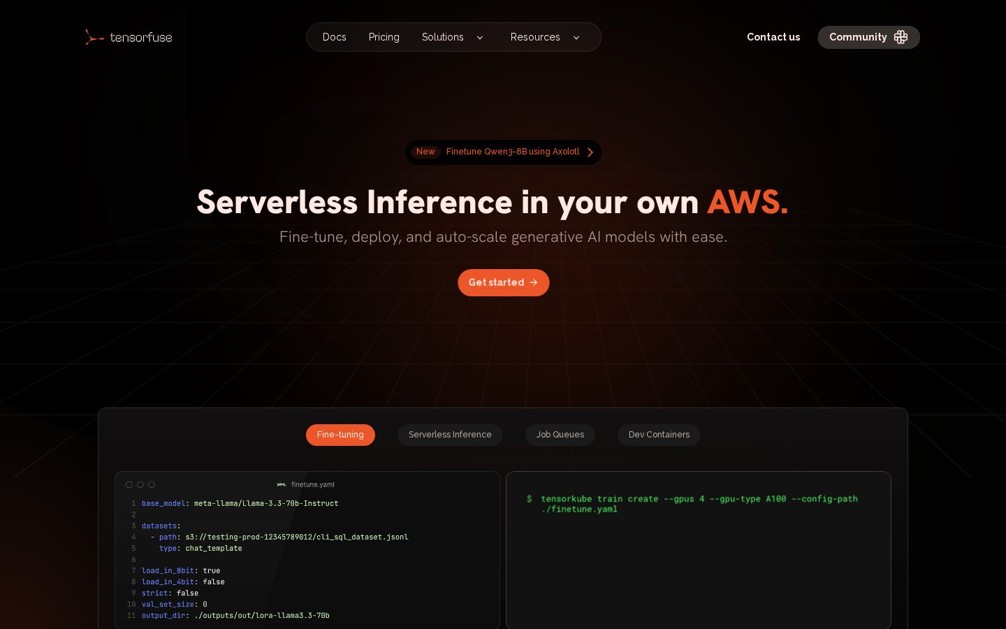 Tensorfuse Homepage