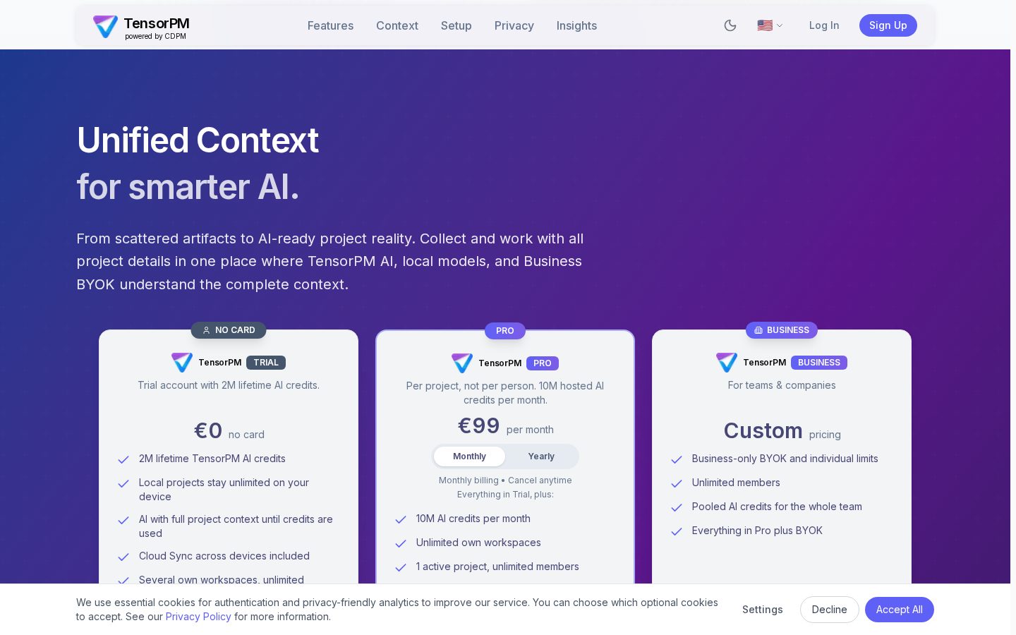 TensorPM Pricing