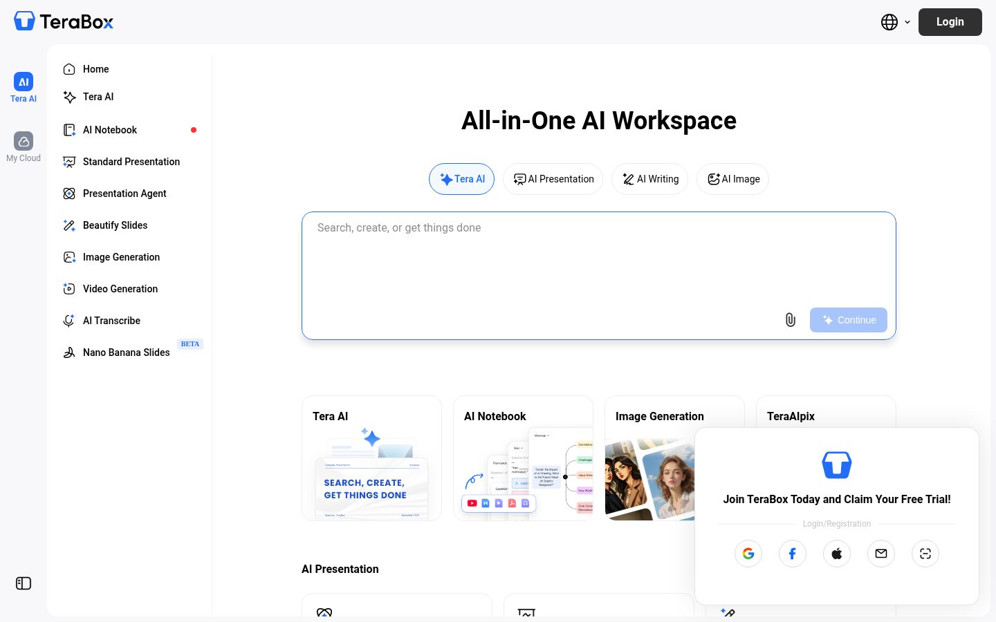 TeraBox AI Homepage