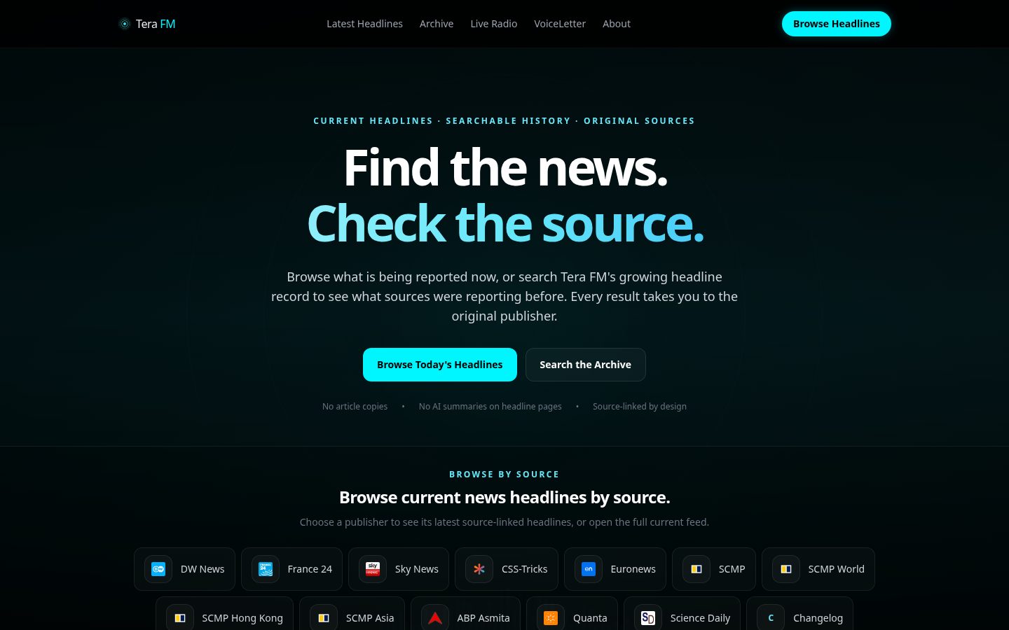 Tera.fm Homepage