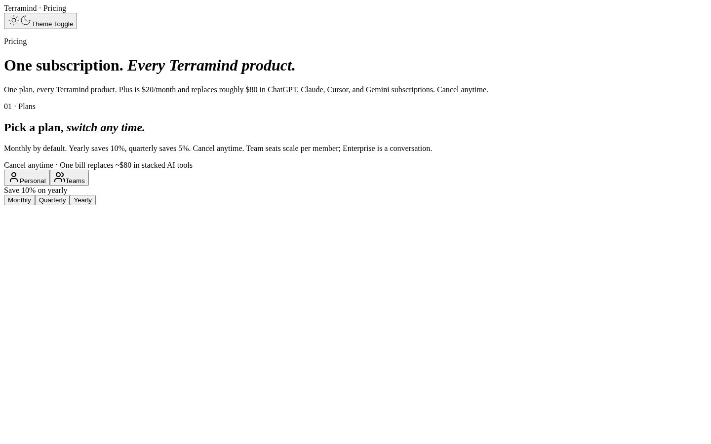 Terramind: Nucleus Pricing