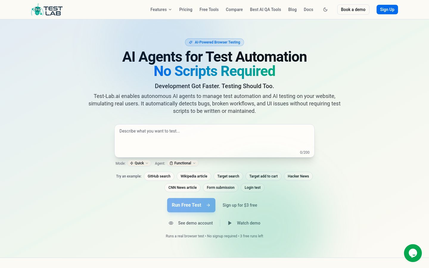 Test-Lab.ai Homepage