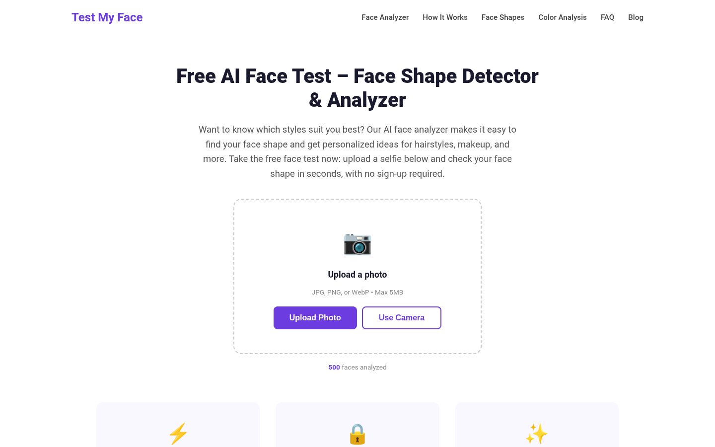 Test My Face Homepage