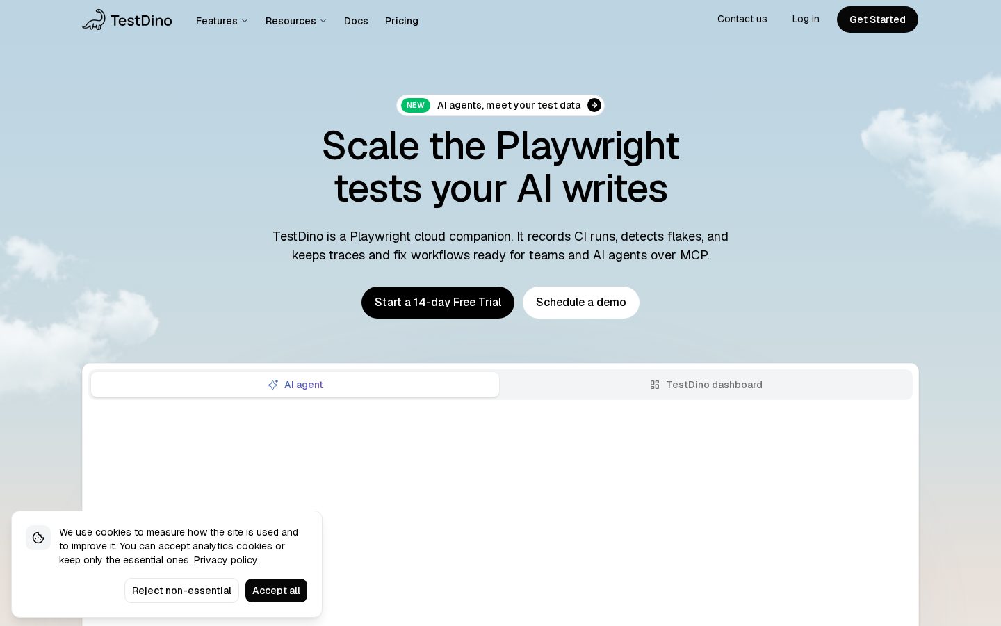 TestDino Homepage
