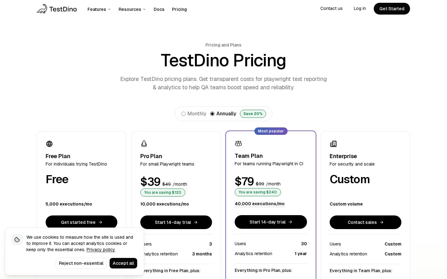 TestDino Pricing
