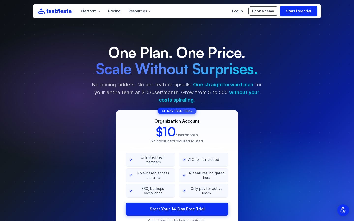 TestFiesta Pricing