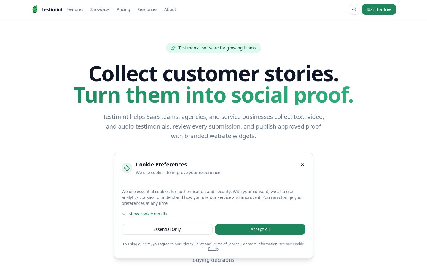 Testimint Homepage