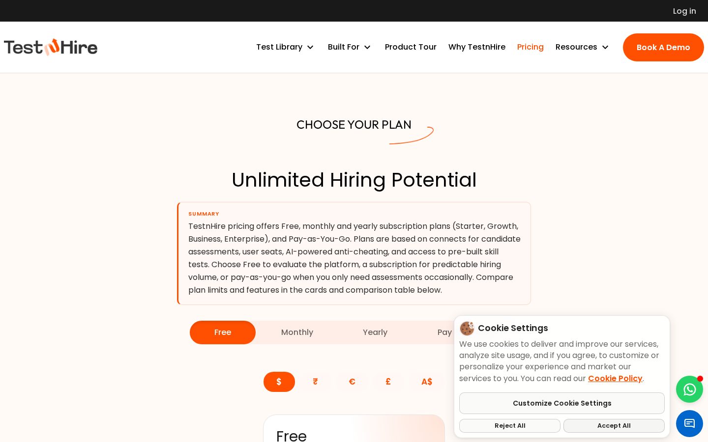 TestnHire Pricing