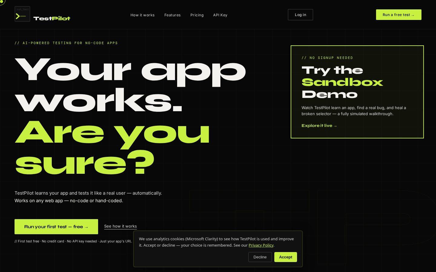 TestPilot App Homepage
