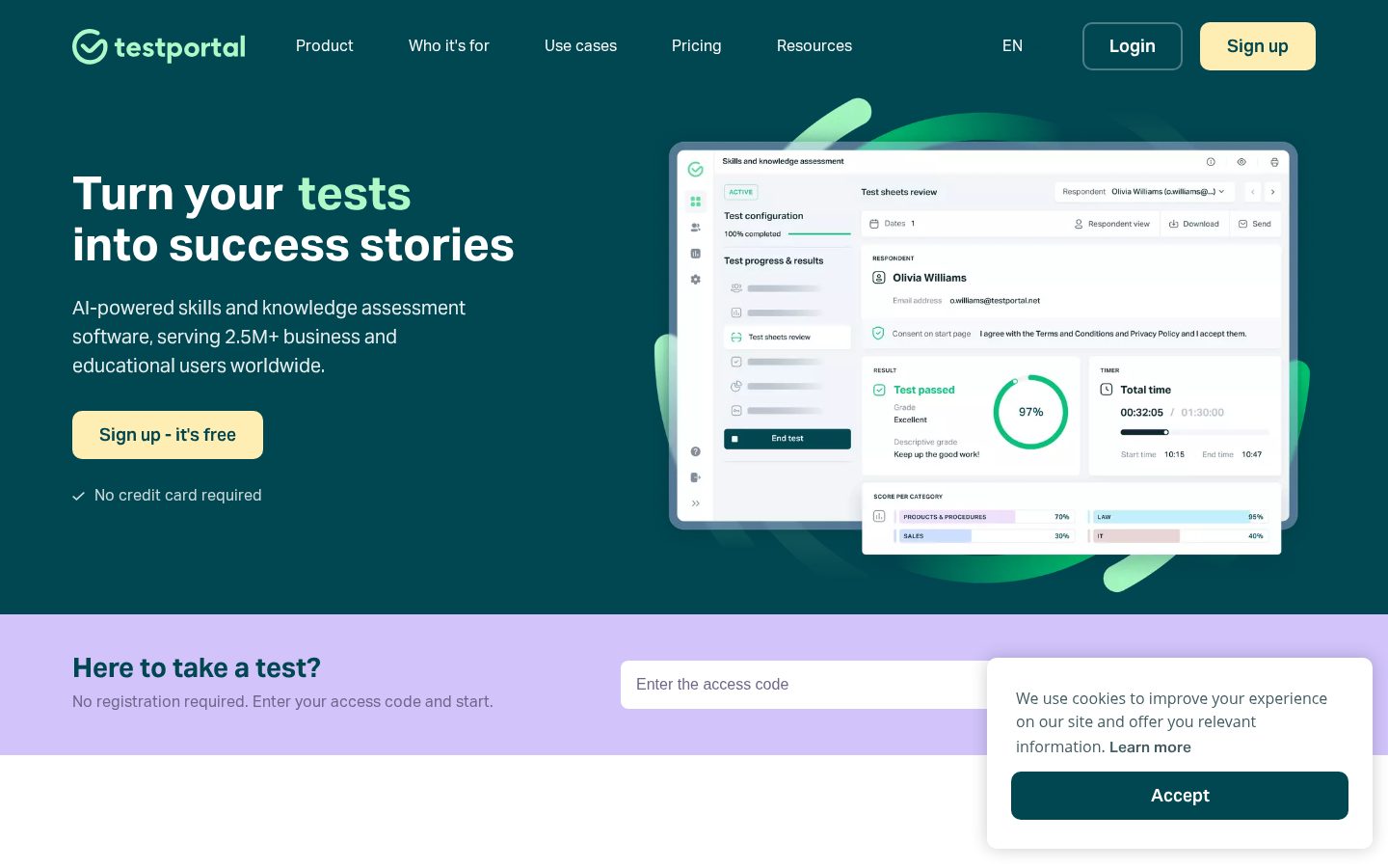Testportal Homepage