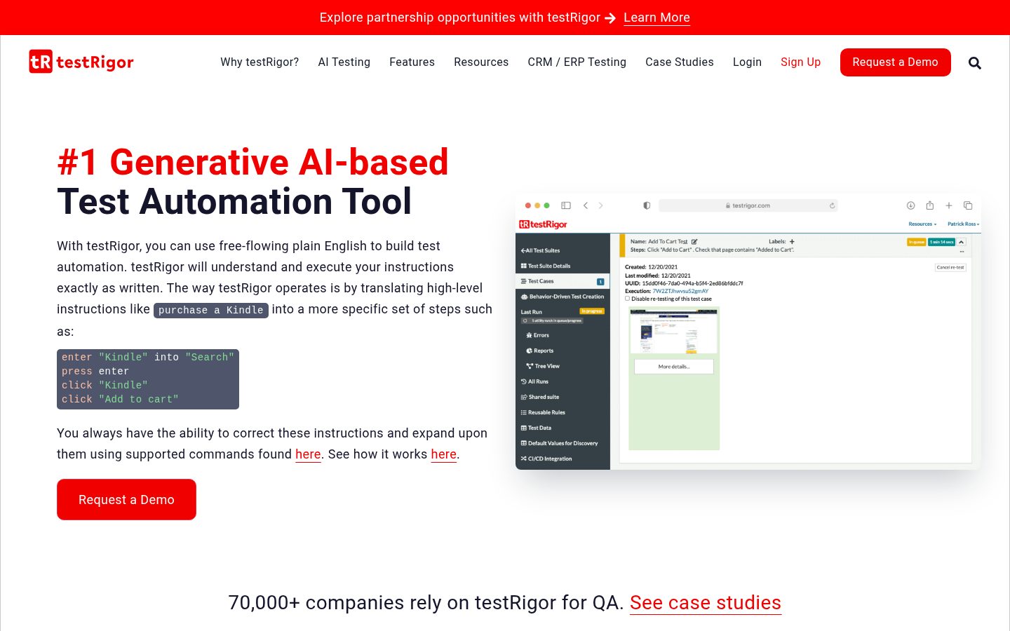 testRigor Homepage