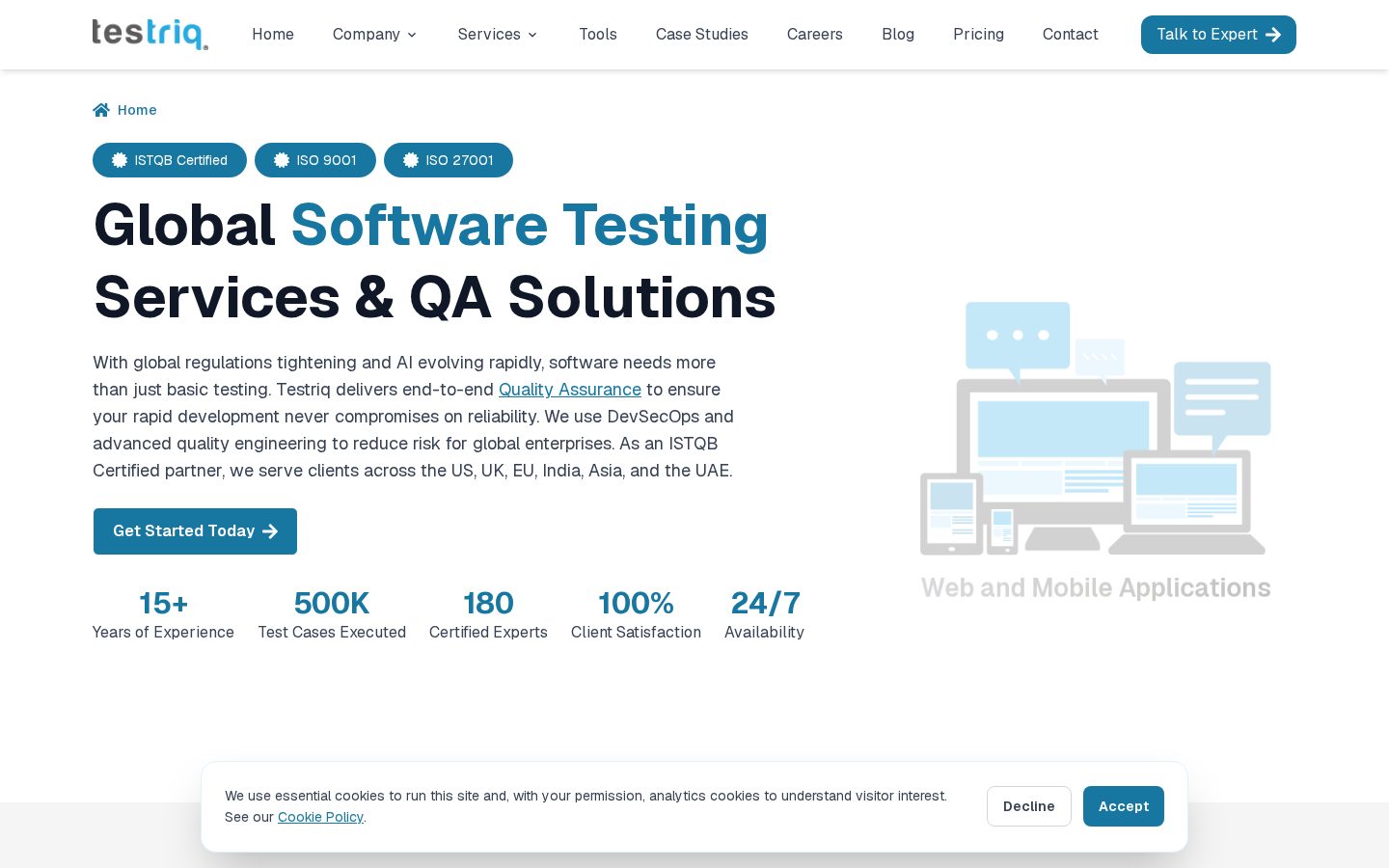 Testriq QA Lab Homepage