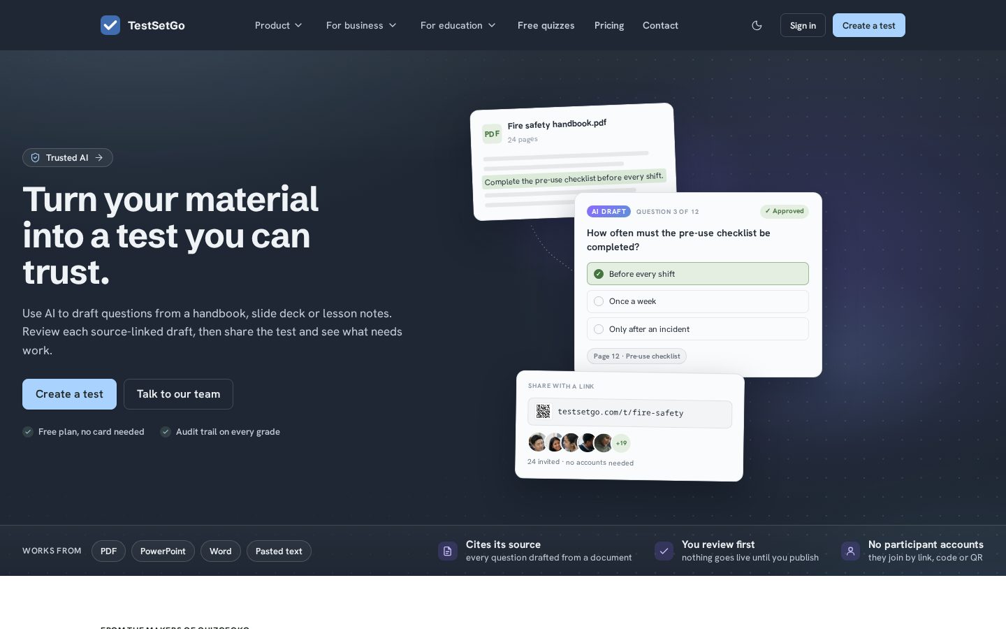 TestSetgo Homepage
