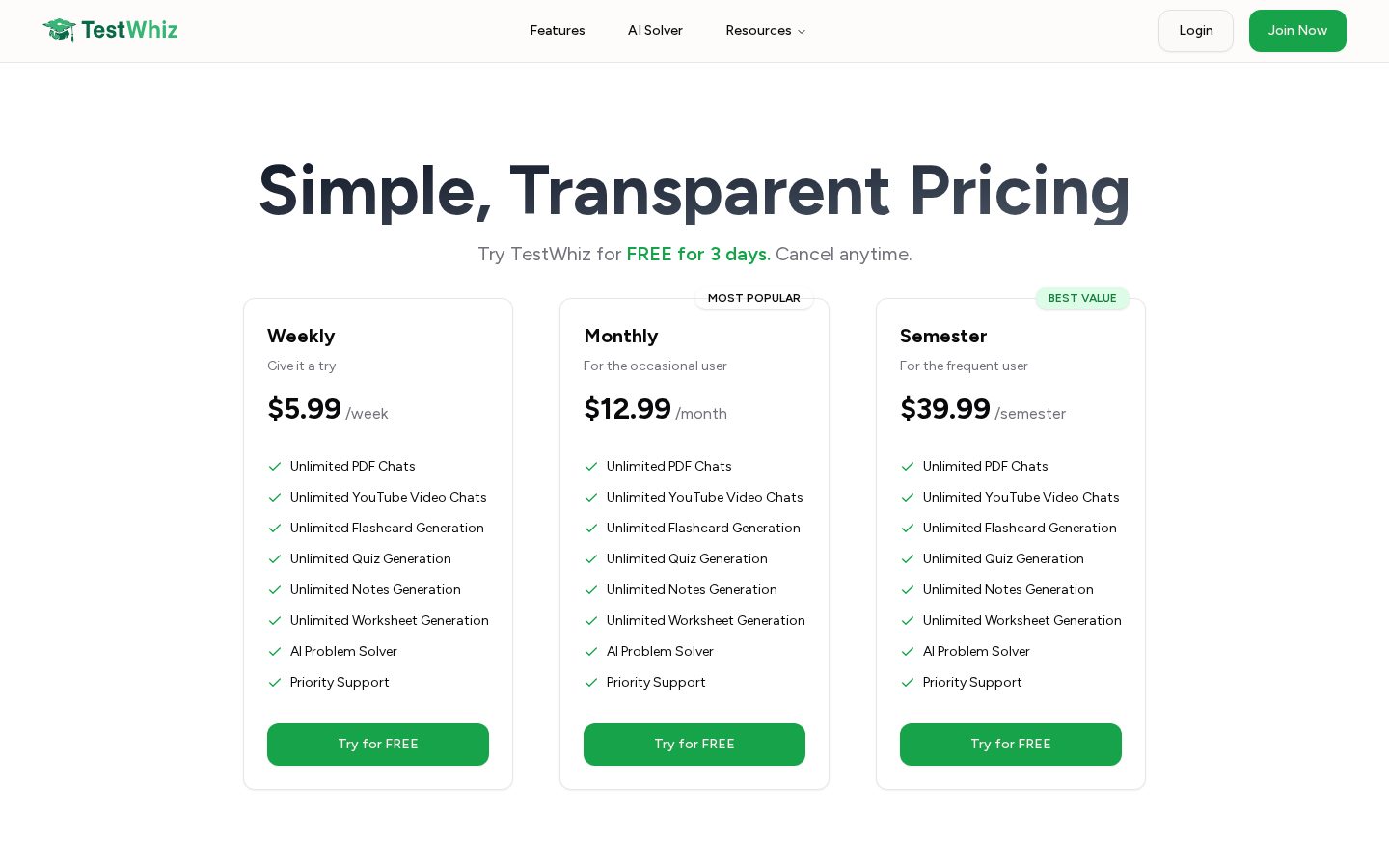TestWhiz Pricing