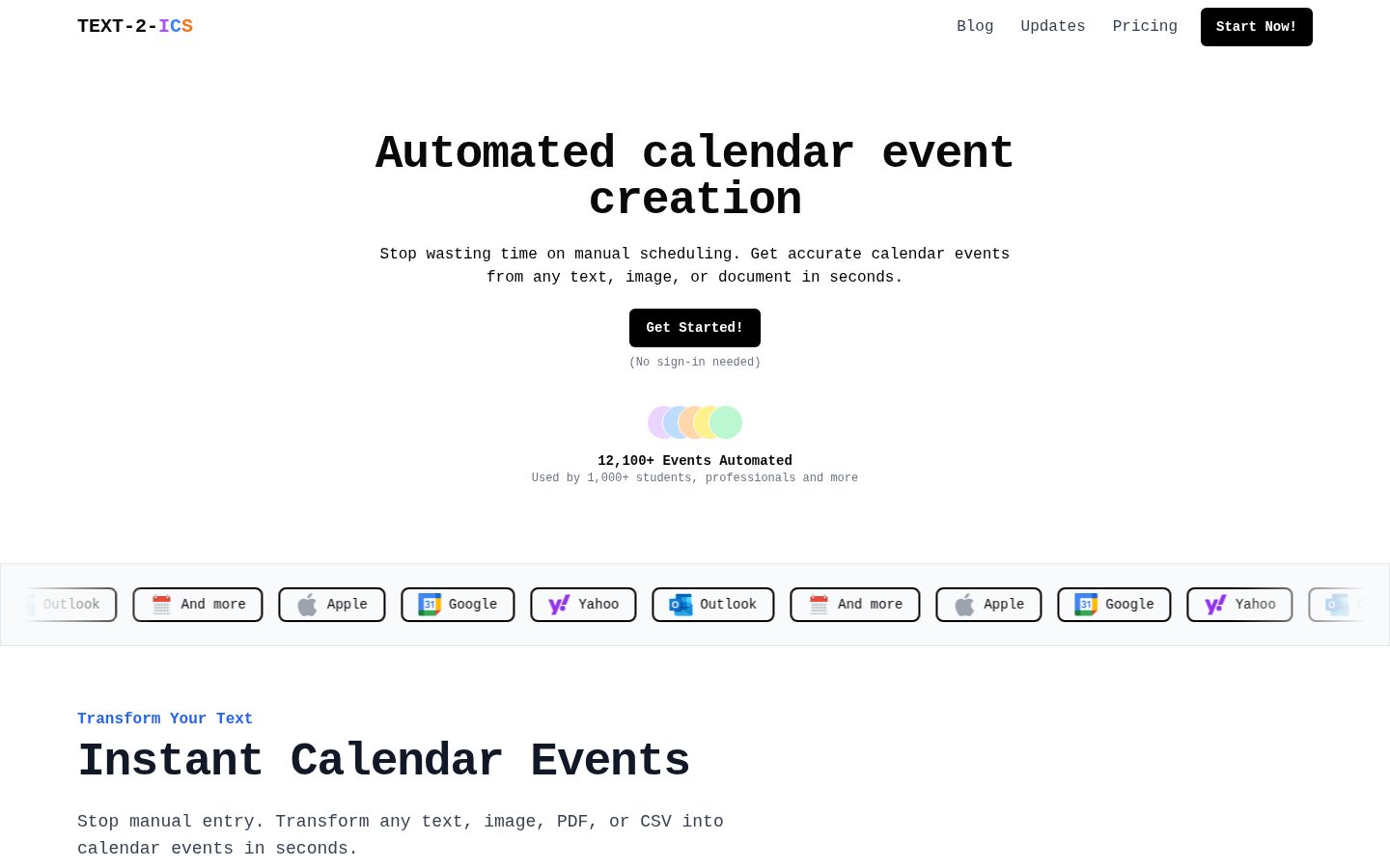 TEXT-2-ICS Homepage