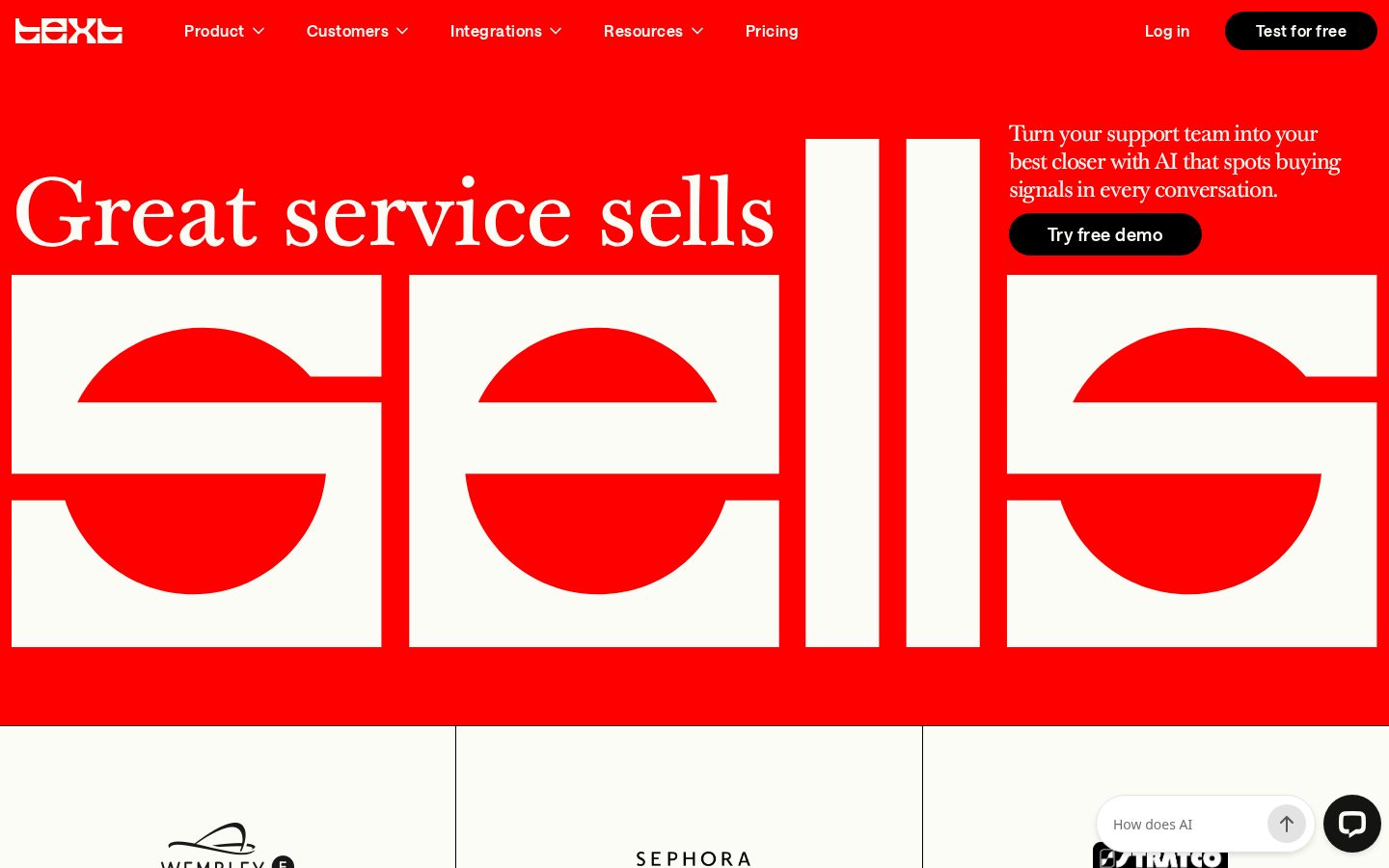 Text - AI Customer Service Homepage