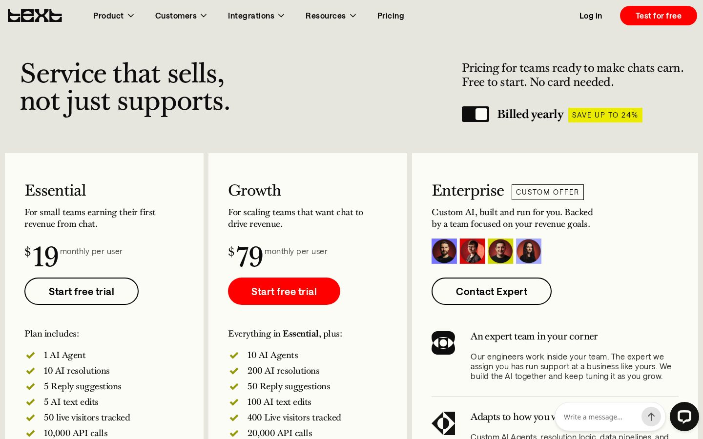 Text - AI Customer Service Pricing