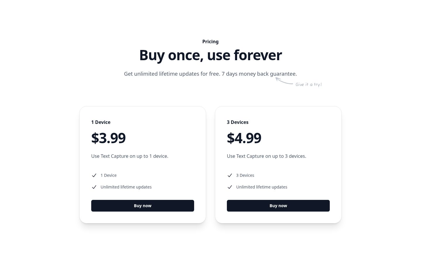 Text Capture Pricing