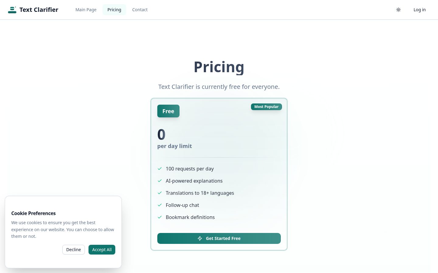Text Clarifier AI for Chrome Pricing