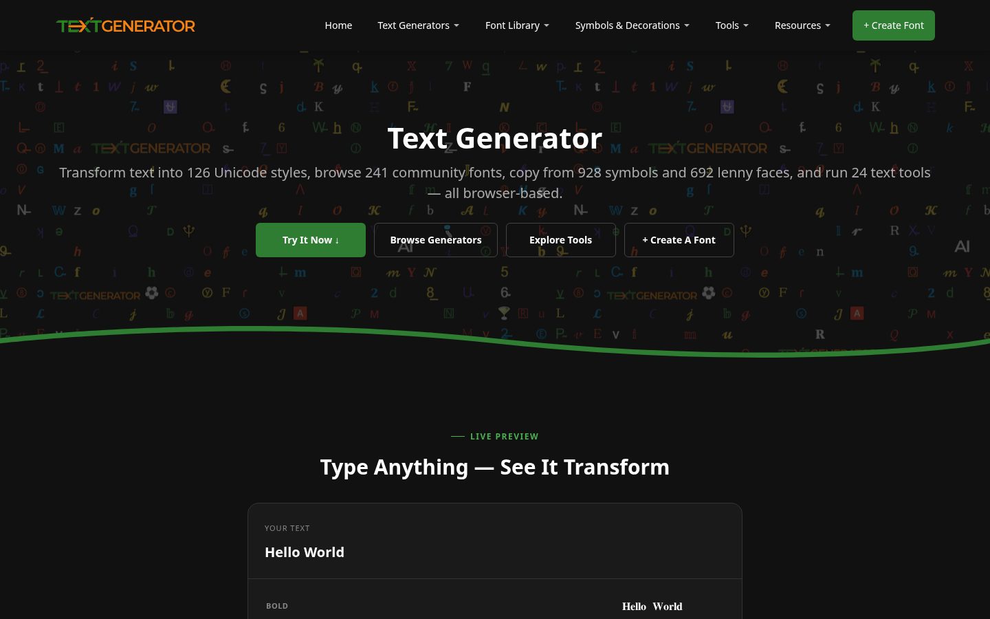 Text Generator Homepage