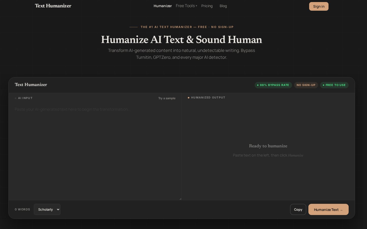 Text Humanizer Homepage
