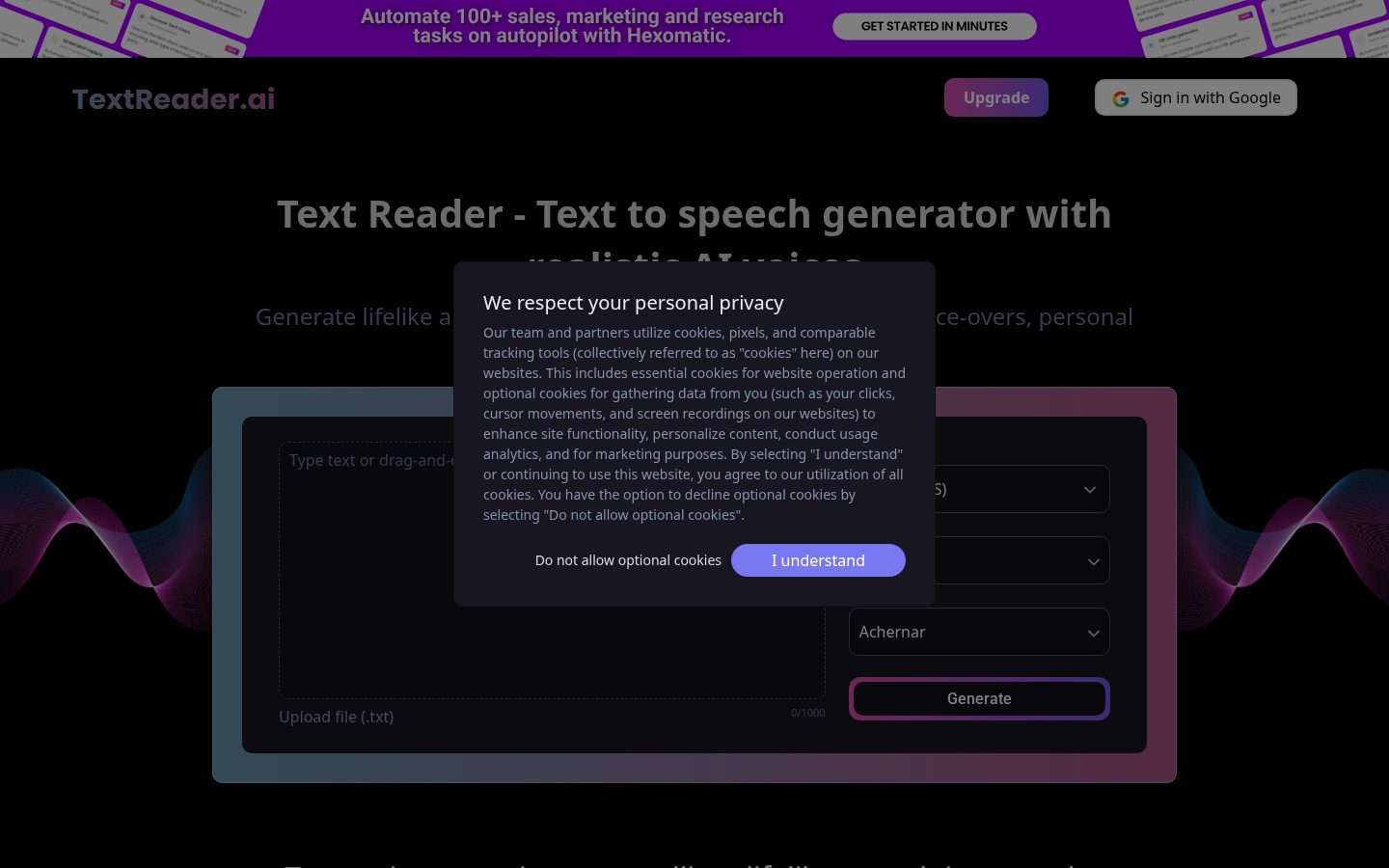 Text Reader Homepage