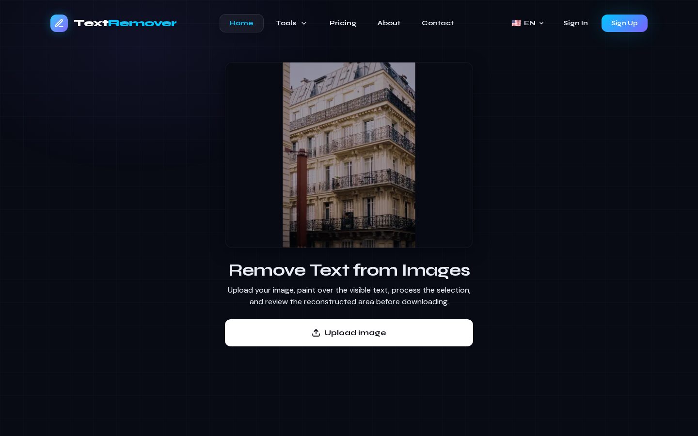 Text Remover Homepage