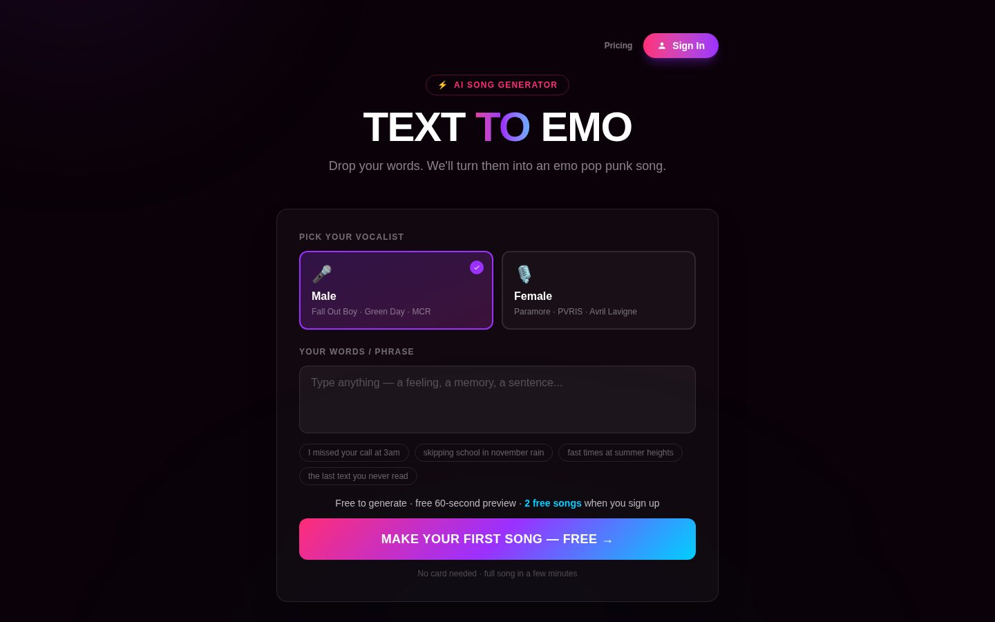 Text to Emo Homepage