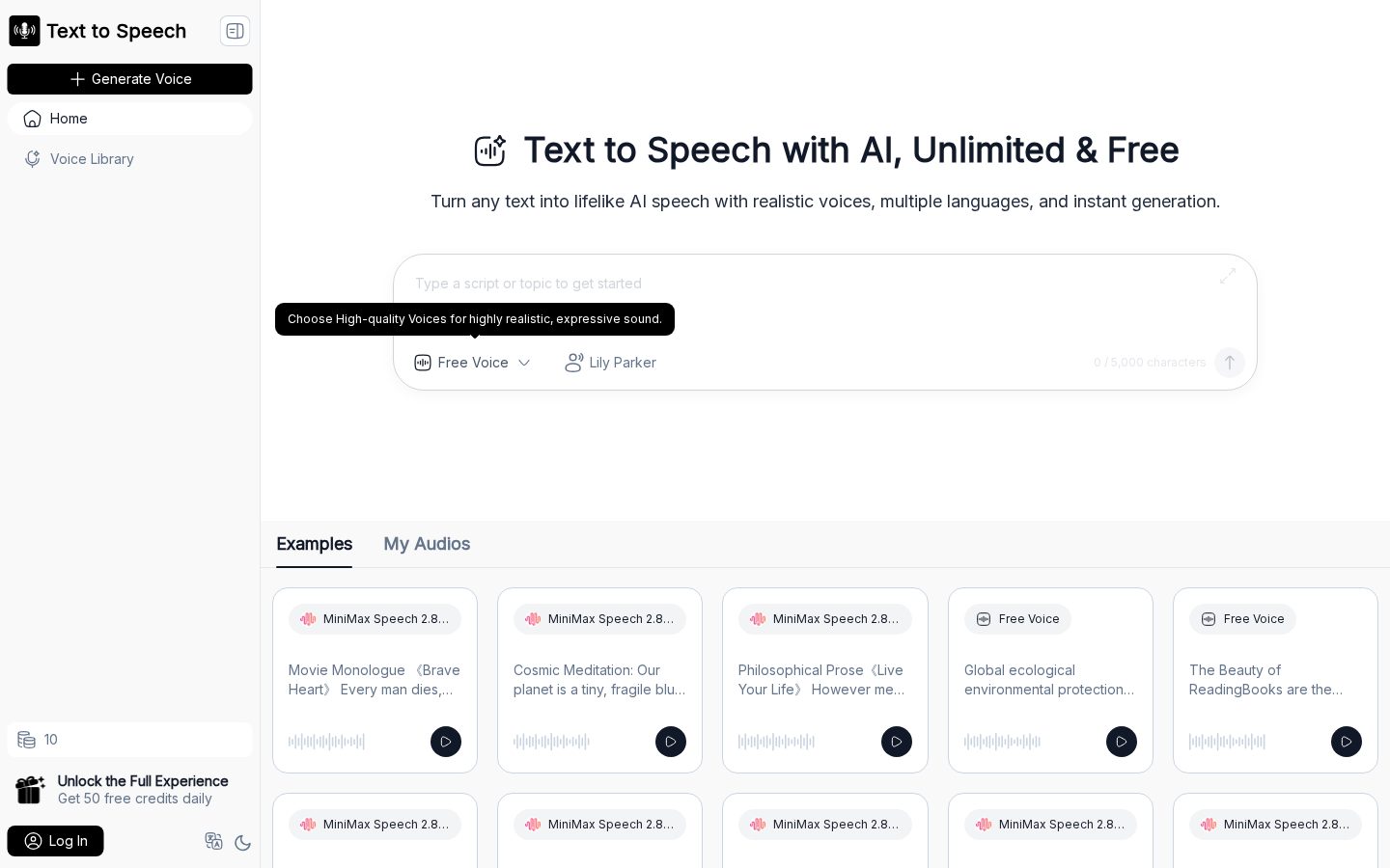 Text to Speech Homepage