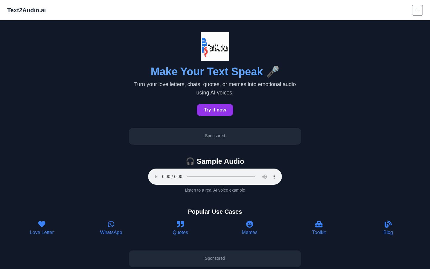 Text2Audio Homepage