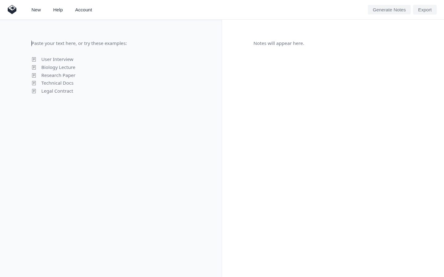 Text2Note Homepage