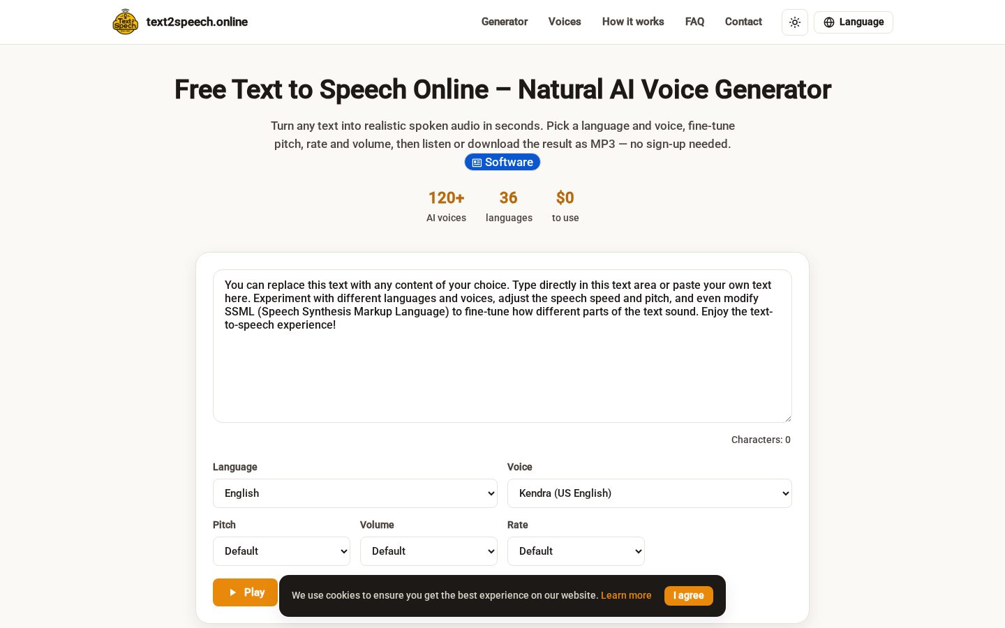 Text2Speech Homepage